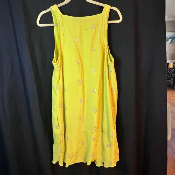 LEIFNOTES Anthropologie Ponderosa Boho Dress Sequins Yellow Tank Sleeveless‎ 12 - Picture 8 of 10